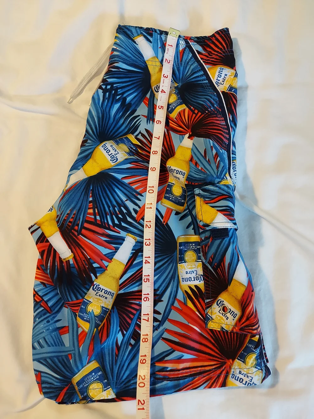 Corona Extra Beer Tropical Palm Board Shorts Swim Trunks Cargo Pocket Men’s 30